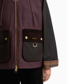 Barbour Carville Wax Jacket in Bordeaux pocket detail