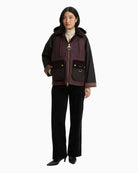 Barbour Carville Wax Jacket in Bordeaux styled front view