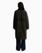 Barbour Checked Kirklees Wax Jacket in Olive back view