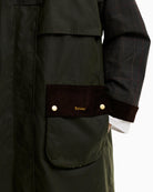 Barbour Checked Kirklees Wax Jacket in Olive pocket detail
