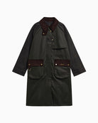 Barbour Checked Kirklees Wax Jacket in Olive product front view