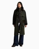 Barbour Checked Kirklees Wax Jacket in Olive styled front view