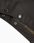 Barbour Classic Sylkoil Hood in olive button detail