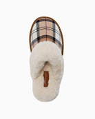 Front view of Barbour Claudia Tartan Mule Slippers in Bark with tartan trim