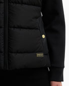Barbour Conway Quilted Sweatshirt in Black faux leather pocket detail