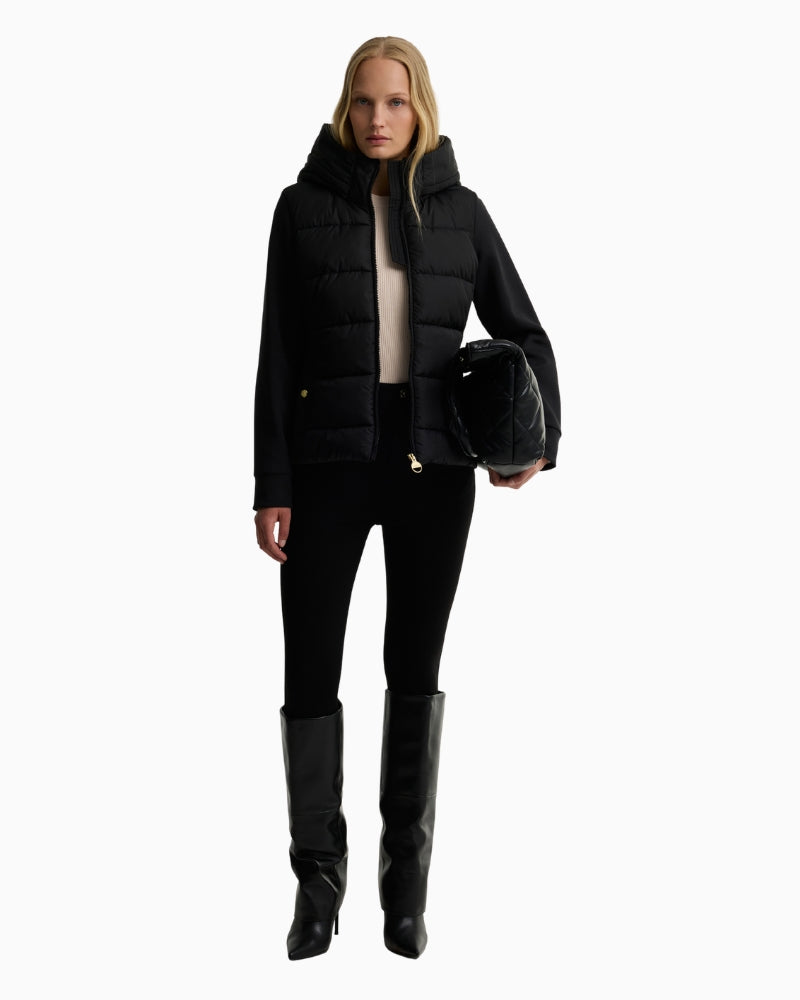 Barbour Conway Quilted Sweatshirt in Black styled view