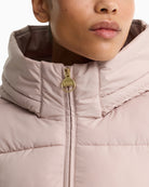 Barbour Conway Quilted Sweatshirt in Light Beige baffle-quilted body detail