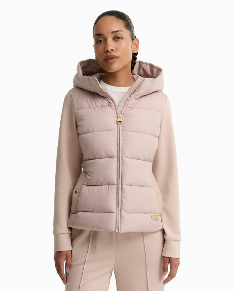 Barbour Conway Quilted Sweatshirt in Light Beige front view