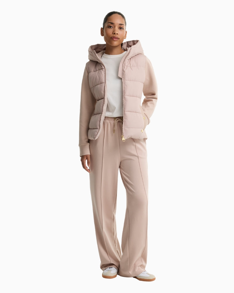 Barbour Conway Quilted Sweatshirt in Light Beige styled view
