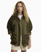 Barbour Cropped Beadnell casual jacket olive front view