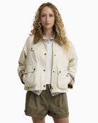 Barbour Cropped Beadnell casual jacket light pearl front view
