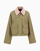Barbour Cropped Beadnell casual jacket olive front view