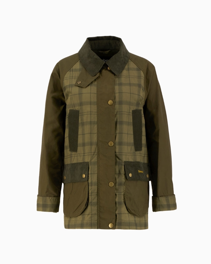 Barbour Cropped Beadnell casual jacket olive front view