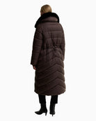 Barbour Cyrus Longline Puffer Jacket in brown back view