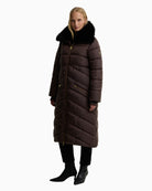 Barbour Cyrus Longline Puffer Jacket in brown side view
