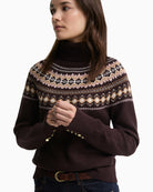 Barbour Darwen Jumper Brown Fair Isle yoke detail