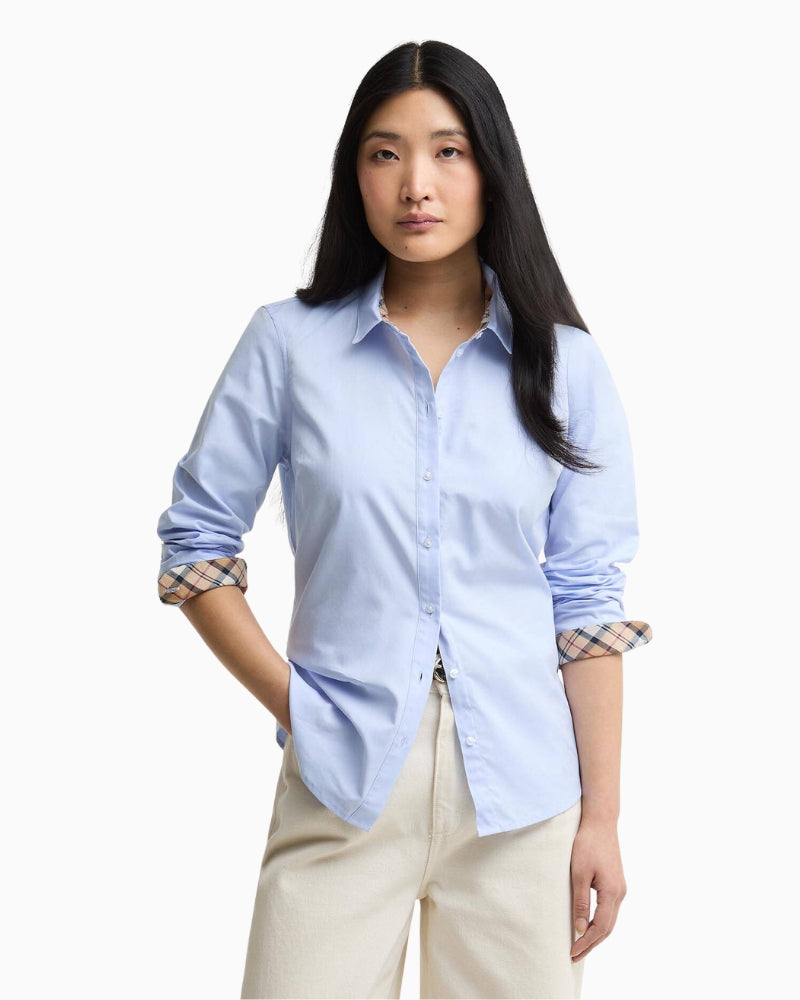 Barbour Derwent Long-Sleeved Shirt in Blue front view