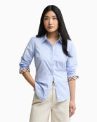 Barbour Derwent Long-Sleeved Shirt in Blue front view