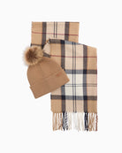 Barbour Dover Beanie & Hailes Scarf Gift Set in Beige front view
