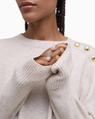 Close-up of ribbed cuffs and hem on Barbour Eleanor crew neck jumper