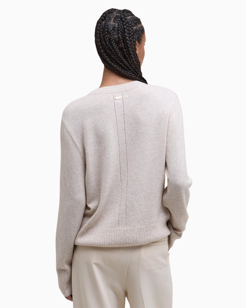 Back view of Barbour Eleanor jumper showing pointelle stripe down centre back