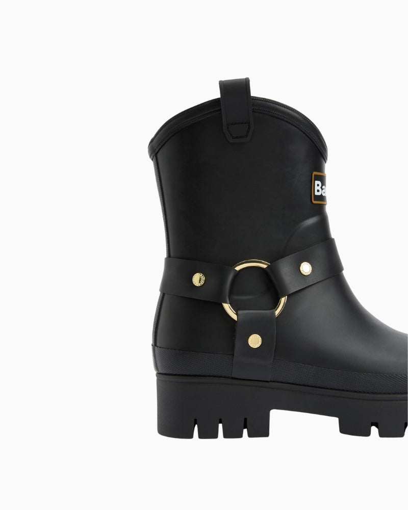 Chunky harness ring and Barbour rivet on rubber boot side