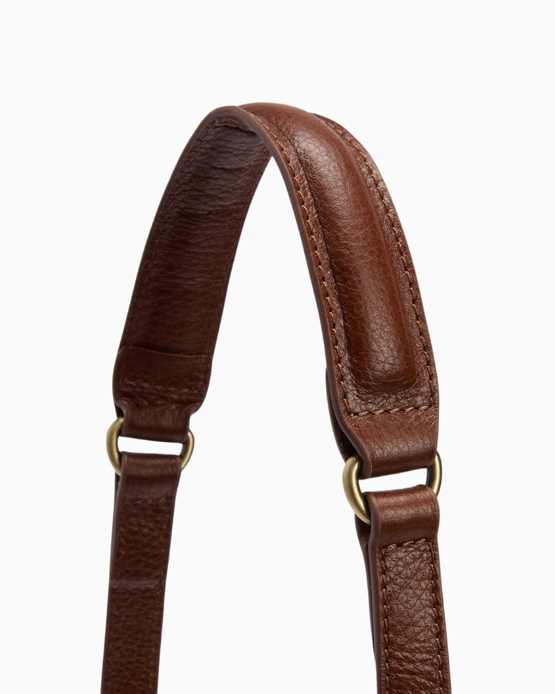 Barbour Elm Leather Crossbody Bag in Brown adjustable strap detail