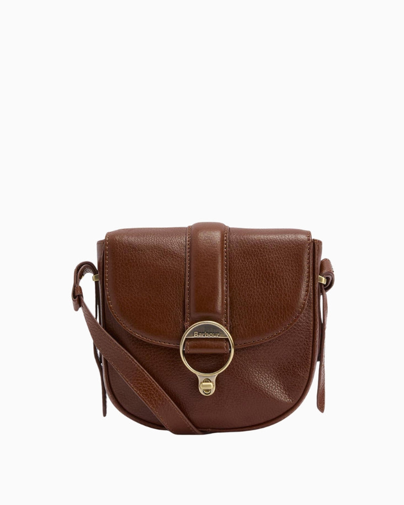 Barbour Elm Leather Crossbody Bag in Brown front view