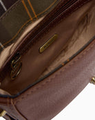 Barbour Elm Leather Crossbody Bag in Brown interior tartan lining