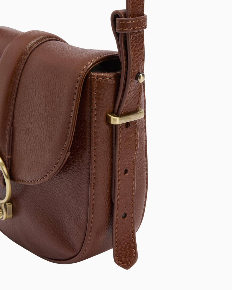 Barbour Elm Leather Crossbody Bag in Brown side view