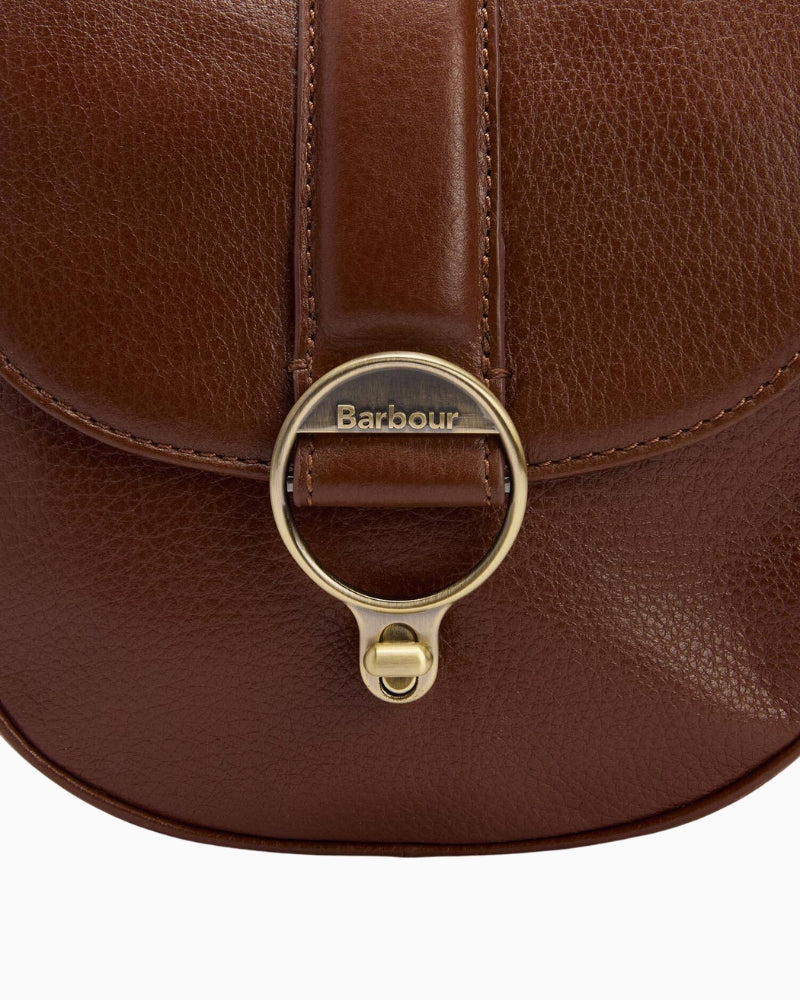 Barbour Elm Leather Crossbody Bag in Brown turn lock detail