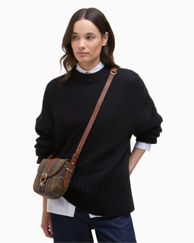 Barbour Elm Tartan Crossbody Bag in Tartan worn crossbody