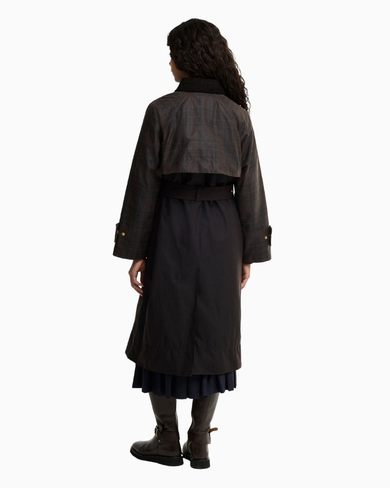 Barbour Elva Wax Jacket in Dark Brown back view