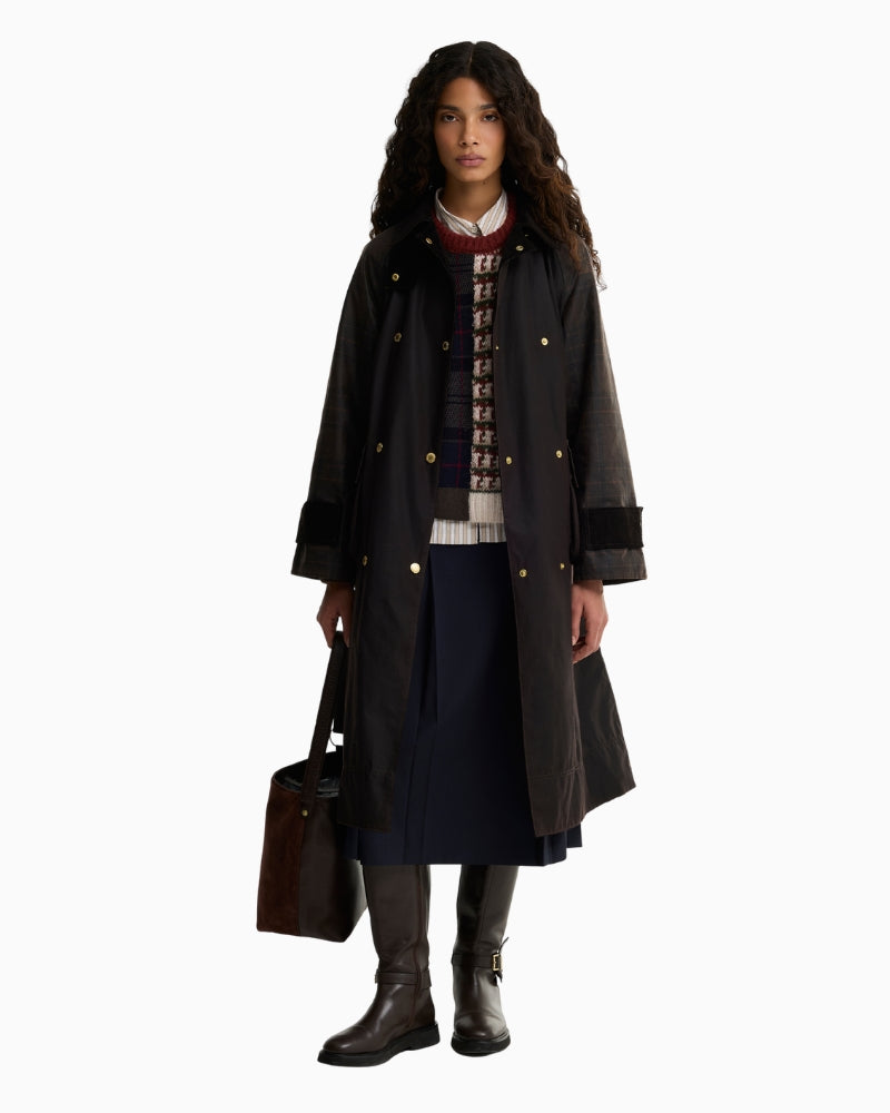 Barbour Elva Wax Jacket in Dark Brown front view