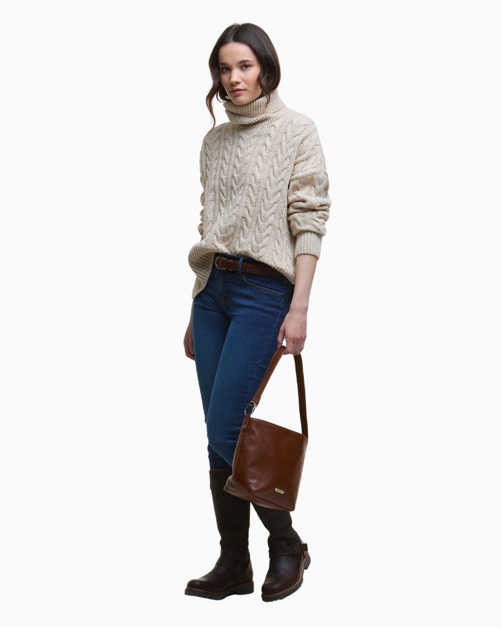 Relaxed fit cable-knit jumper in classic Barbour style