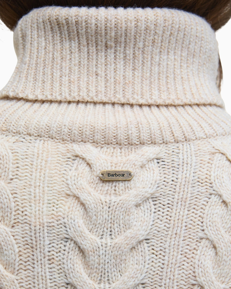 Barbour ID bar branding at back neck of birch wool jumper
