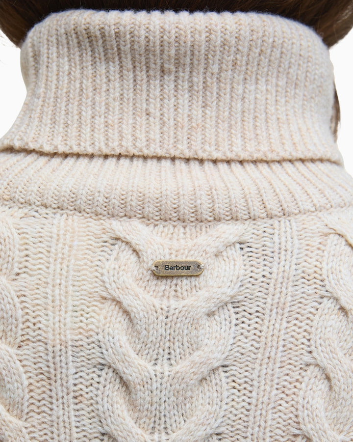 Barbour ID bar branding at back neck of birch wool jumper