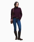 Relaxed fit wool jumper with dropped shoulders in deep burgundy tone