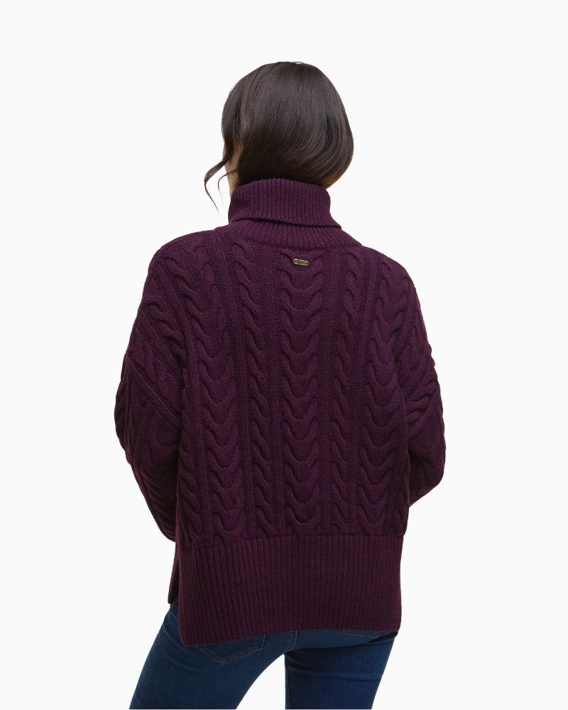 Back view of Barbour wool jumper showing ribbed trims and subtle brand tag