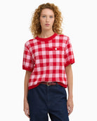 Barbour Esther knitted jumper red, front detail view – Áines Boutique