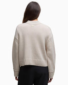 Detail view of chunky wool blend knit on Barbour Faye cardigan