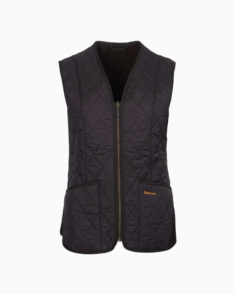 Barbour Fleece Betty Liner in Brown flat lay front view