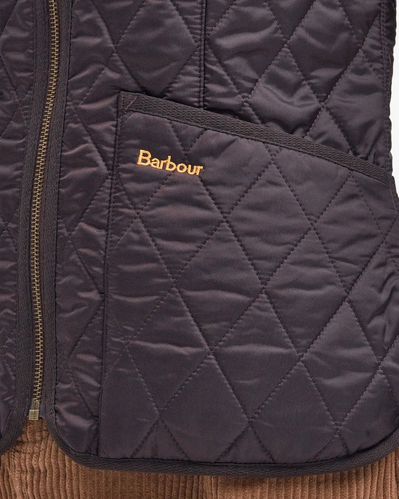 Barbour Fleece Betty Liner in Brown pocket logo detail