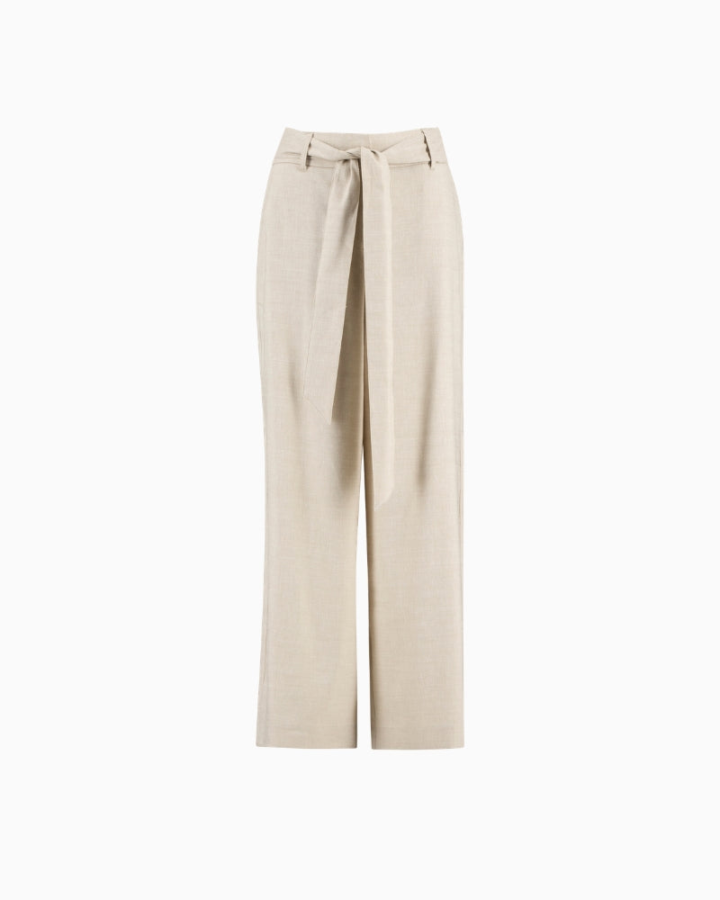 Barbour Gabby Wide-Leg Trousers beige front view