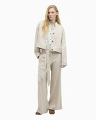 Barbour Gabby Wide-Leg Trousers beige front view on model