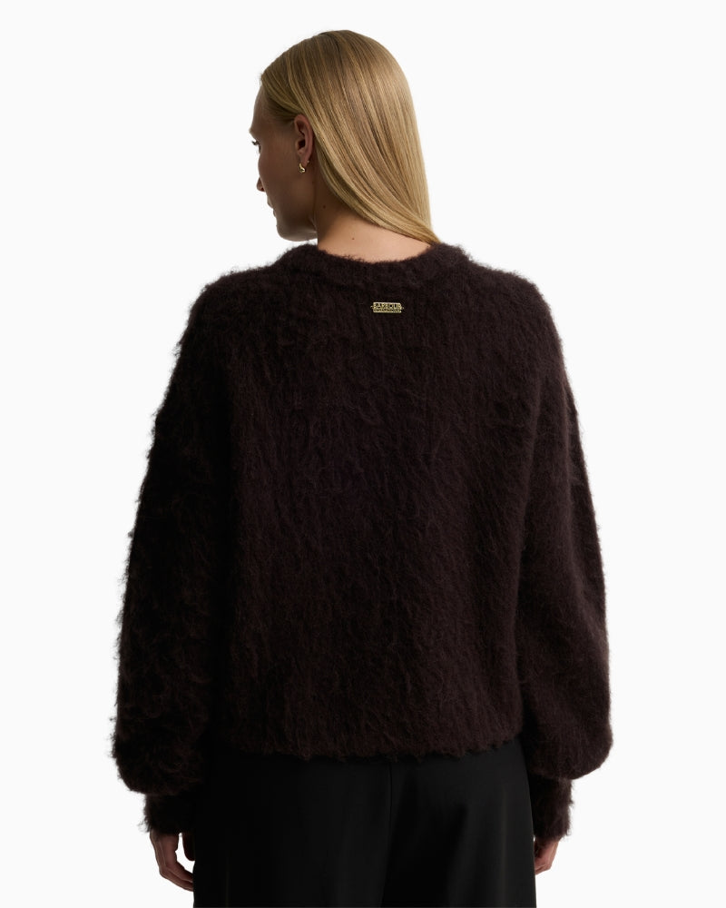 Barbour Gea Alpaca-Blend Crew Neck Jumper in Brown back view