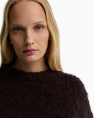 Barbour Gea Alpaca-Blend Crew Neck Jumper in Brown knit texture detail