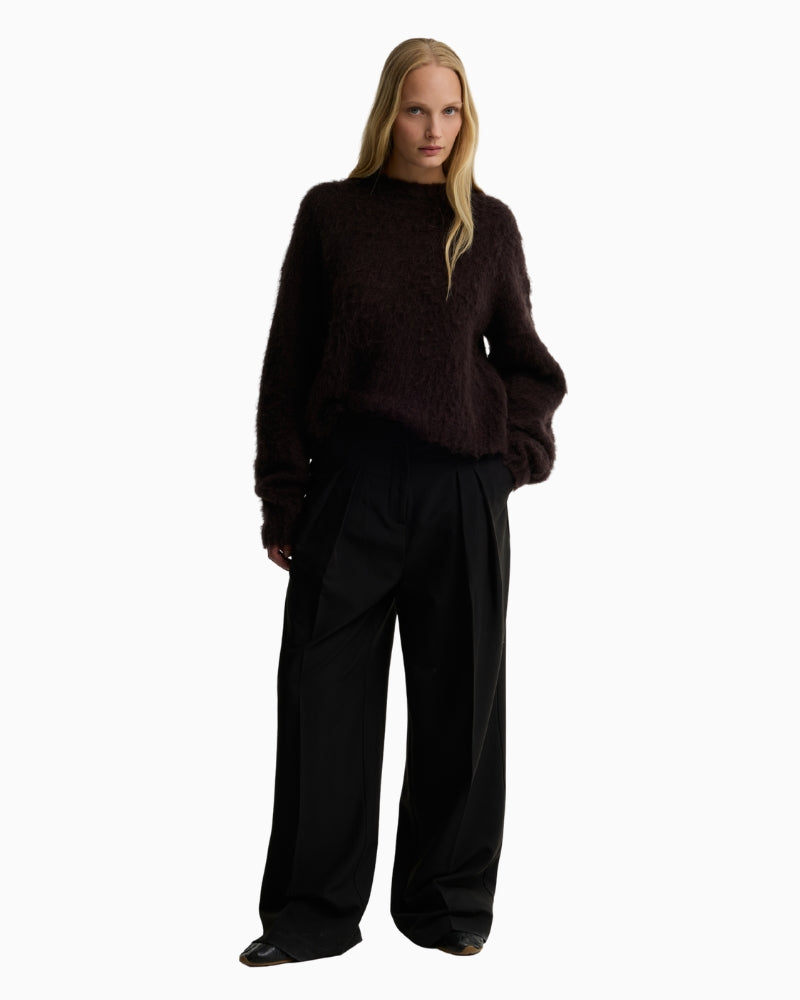 Barbour Gea Alpaca-Blend Crew Neck Jumper in Brown styled view