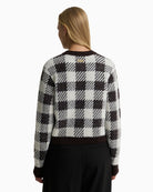 Barbour Halina Gingham Cardigan in Brown/Cream back view