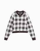 Barbour Halina Gingham Cardigan in Brown/Cream gingham check detail